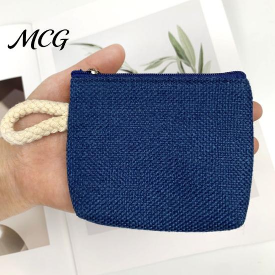 Hand Strap Coin Purse Women Purse, Fabric Mini Change Portable Small Japanese Casual Style Bag Zippered Pouch for Coins Cash Cards Lipstick