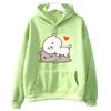 Peach Cat Goma Mochi Cartoon Print Hoodie Kawaii Cartoon Women's Clothing Femme Korean Style Sweatshirt Harajuku Hoody  Female