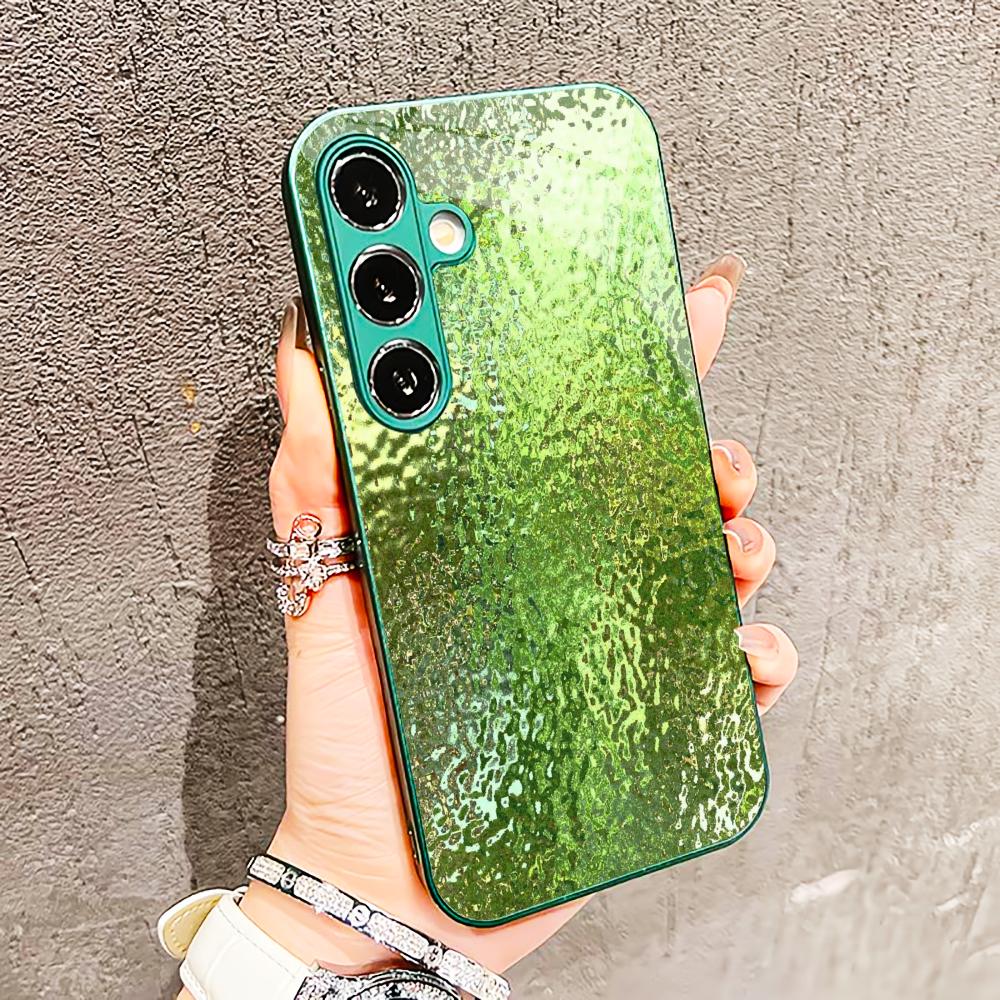 Стильный и легкий стеклянный чехол с узором для Samsung Galaxy S26 S25 S24 S23 S22 FE Ultra Plus Встроенное стекло зеленый Изысканный