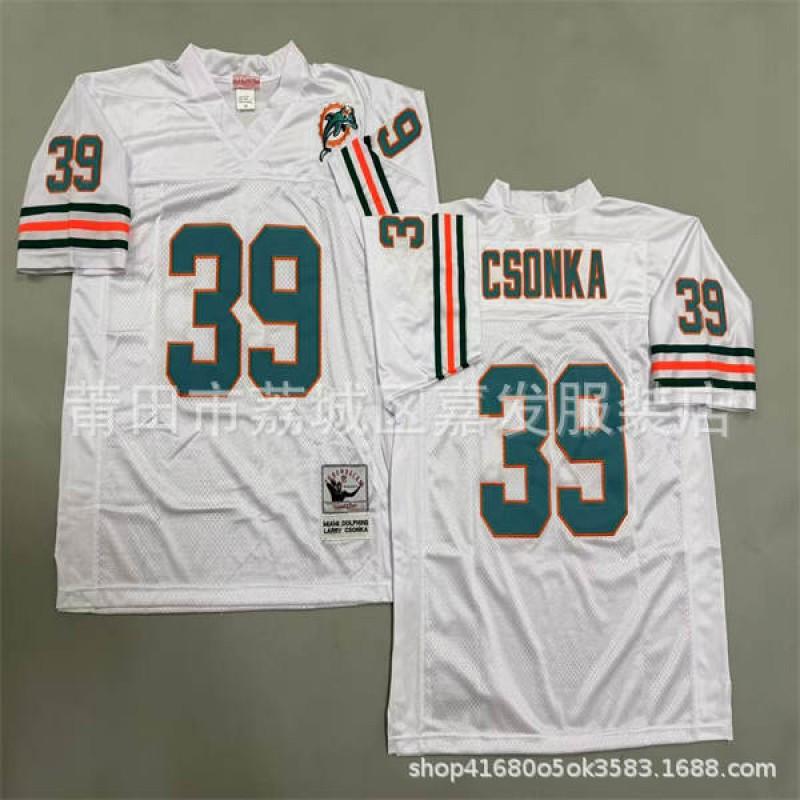Mens Vintage NFL-Style Embroidered Football Jersey Dolphin Team 13 Orange Black White Cotton Training Shirt