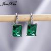 1Pair Princess Hoop Earrings New Fashion Rectangle Cut Aqua Green Blue Purple Crystal Earrings Drop Dangle Earrings Gift