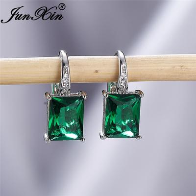 1 пара серег-кольцов принцессы, новые модные серьги-кольца прямоугольной формы, цвета морской волны, зеленый, синий, фиолетовый, серьги с кристаллами, висячие серьги в подарок