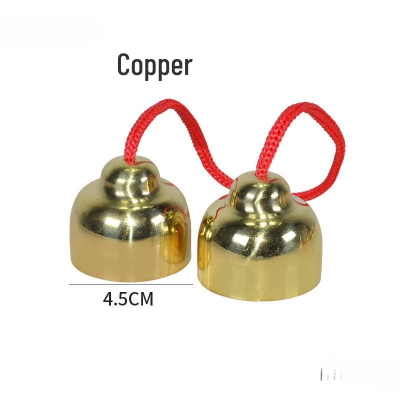 Jingle Bells Musical Instrument for First-Grade Music Class - Wooden Handle & Red Rope Copper-Plated Bell