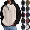 Mens Hoodies Pullover QuarterCasaul Long Sleeve Drawstring Knit Hooded Sweatshirt With Pocket