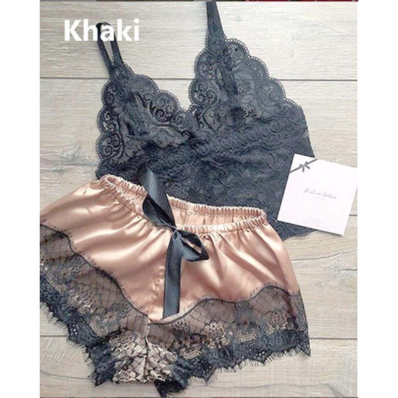 Женские сексуальные пижамные комплекты Ropa De Dormir, кружевные шорты без рукавов на бретельках, комплект для сна