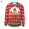 Couple Christmas Sweatshirt Christmas Print Loose Long Sleeves Colorful Round Neck Warm Unisex Elk Thick Women Men Sweatshirt for Party