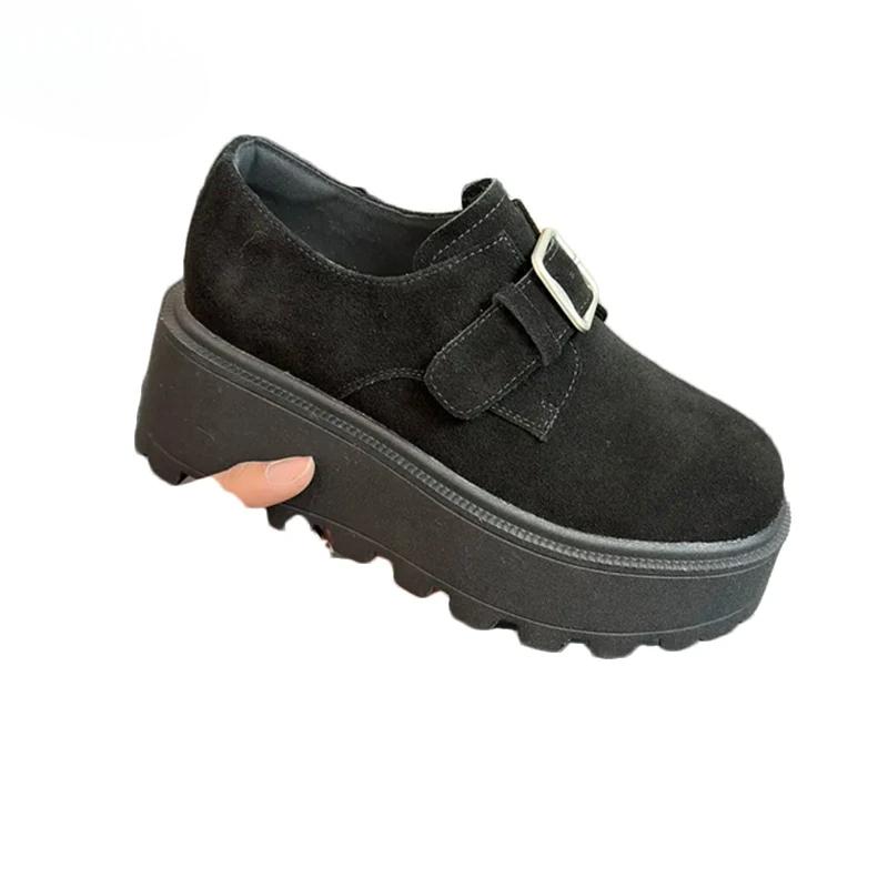 Замшевые женские туфли-лоферы на платформе, дизайнерские кроссовки на высоком каблуке с пряжкой, новый бренд 2025 года, тренд для ходьбы, зимняя повседневная обувь, Zapatos Mujer