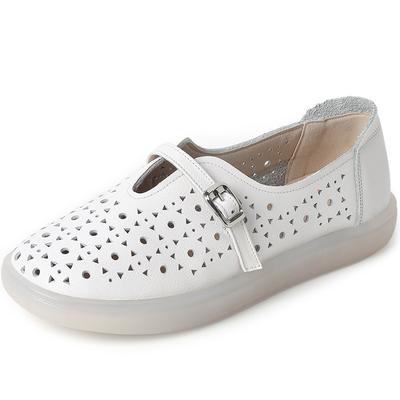 GKTINOO 2025 Туфли из натуральной кожи с перфорацией Женские балетки Летние женские однотонные туфли на мягкой подошве Женские лоферы слипоны