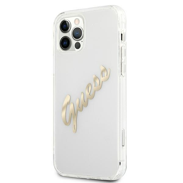 Guess Guhcp12Lktrsvgo Iphone 12 Pro Max 6,7 Transparent Hardcase Vintage Script Gold