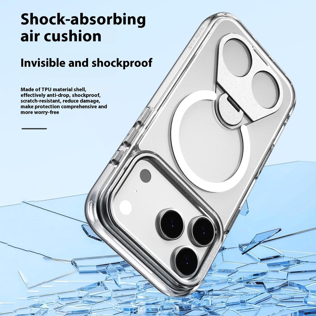 For iPhone 17 Pro Max Phone Case Compatible with MagSafe TPU Acrylic Back Cover with Ring Kickstand