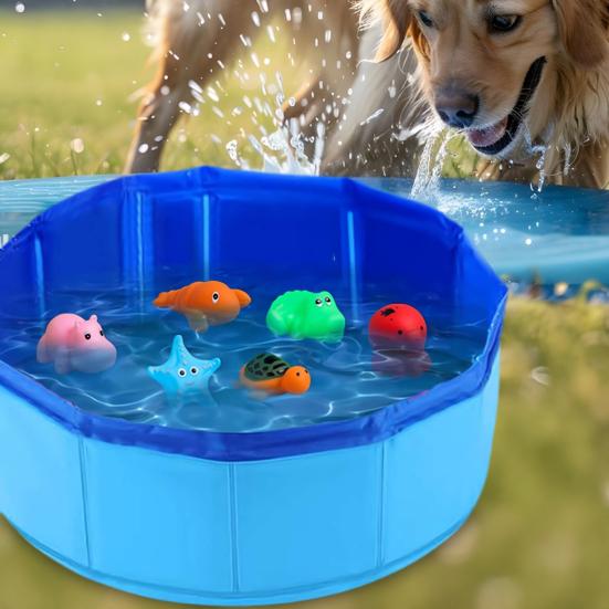 Cat Pool Toy Set with Fish Cat Water Play Pool with 6 Interactive Fish Toys Cat Splash Self Play Pool for Indoor Bored Cats