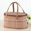Pastoral Style Bamboo Braided Basket Handheld Foldable Storage Basket  Outdoor