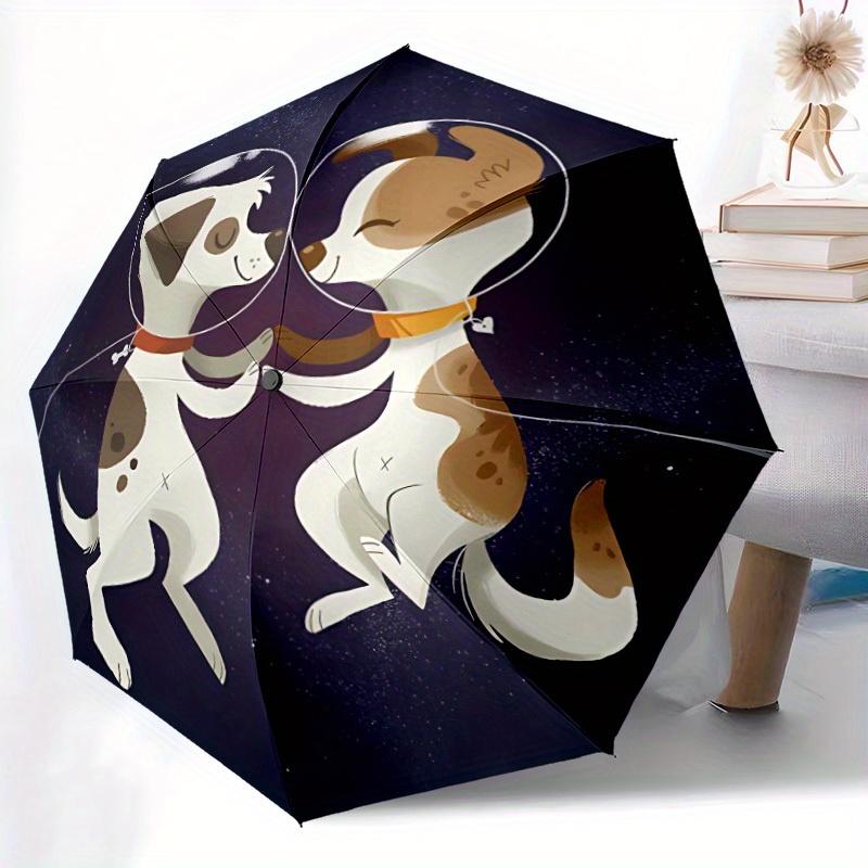 1pc Space Pals Dogs Automatic Open/Close Umbrella - Compact Travel Umbrella, 8-Rib Heavy-Duty Construction, Ideal Gift, 28078