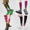 Yousheng Striped Knee High Socks Women Retro Colorful Knee Socks Stretchy Breathable Casual Socks for Roller Skating Running Sports Daily Wear