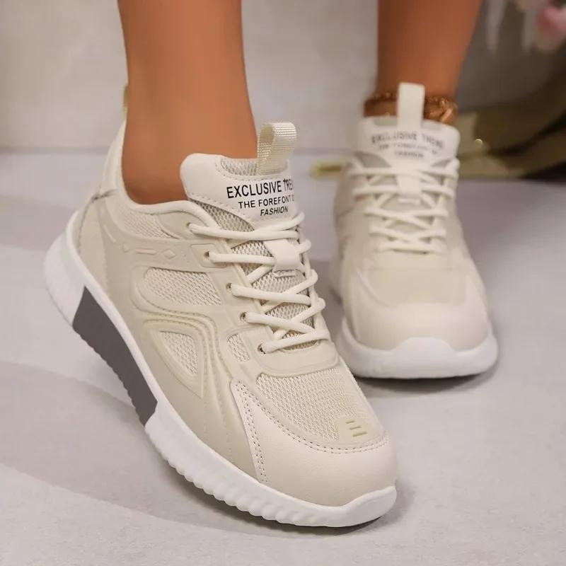 2024 Новая мода универсальная популярная женская спортивная обувь сетчатая удобная шнуровка на низком каблуке круглый носок женская обувь Zapatos