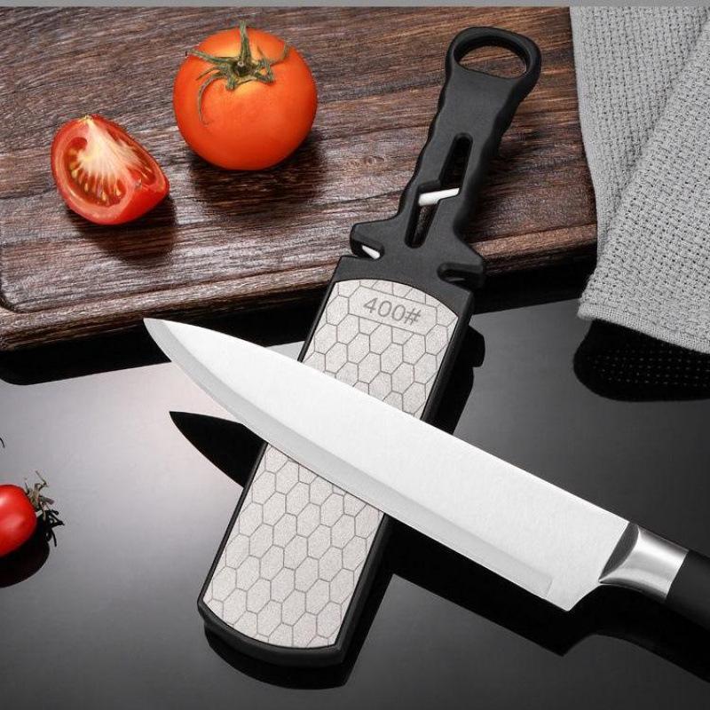 Алмазная двухсторонняя точилка для кухонных ножей - Прочный, простой в использовании, многофункциональный инструмент.