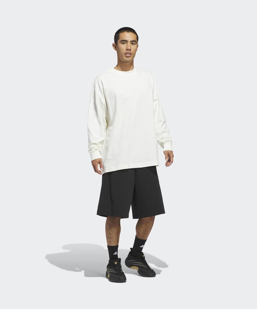 adidas Баскетбольная футболка с длинным рукавом - Белая:Черный / Kb7555