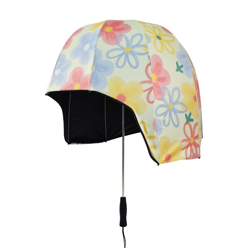 Inventation Print Shoulder Strap Outdoor Rainproof Cap Hat Shape Umbrella Kids