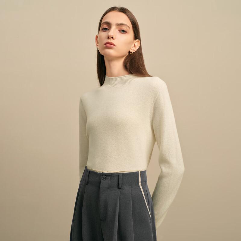 Elva' Island Women's Semi-High Collar Wool Knit Sweater