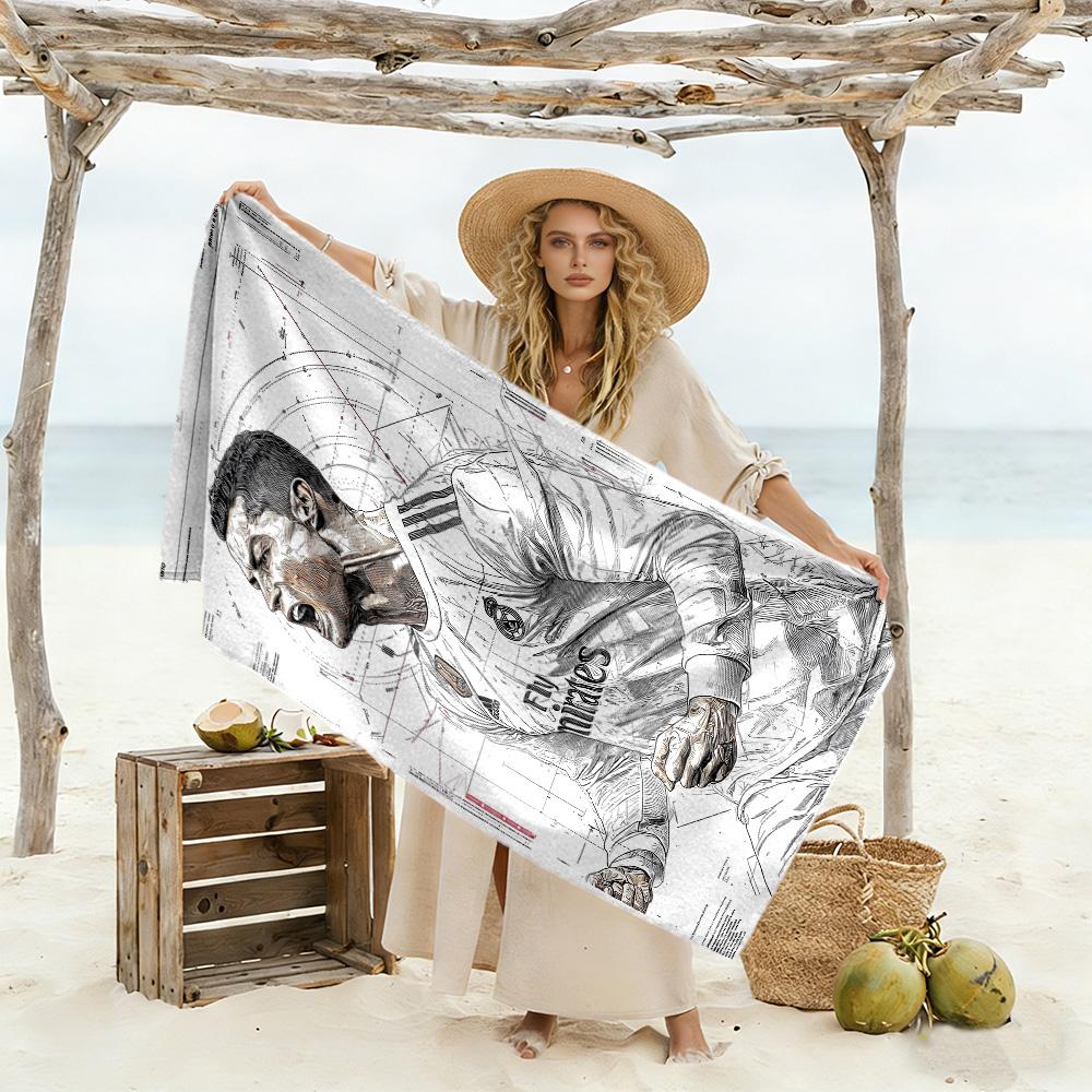 Juve Legend Cristiano Ronaldo Beach Towel Quick-Dry Soft Microfiber Comfortable Lightweight