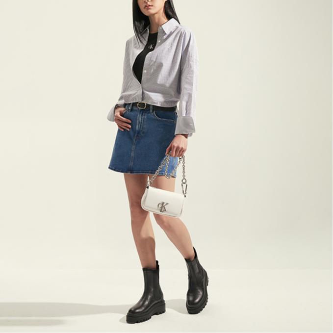 New CALVIN KLEIN Synthetic Material Shoulder Bag Women's Moon White DH3240-391