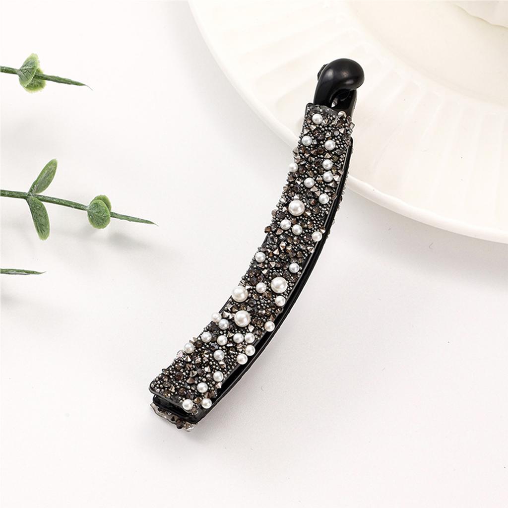 Rhinestone Beads Banana Hair Clips Vintage Fishtail Design Ponytail Holder Hair Decoration For Thick And Fine Hair