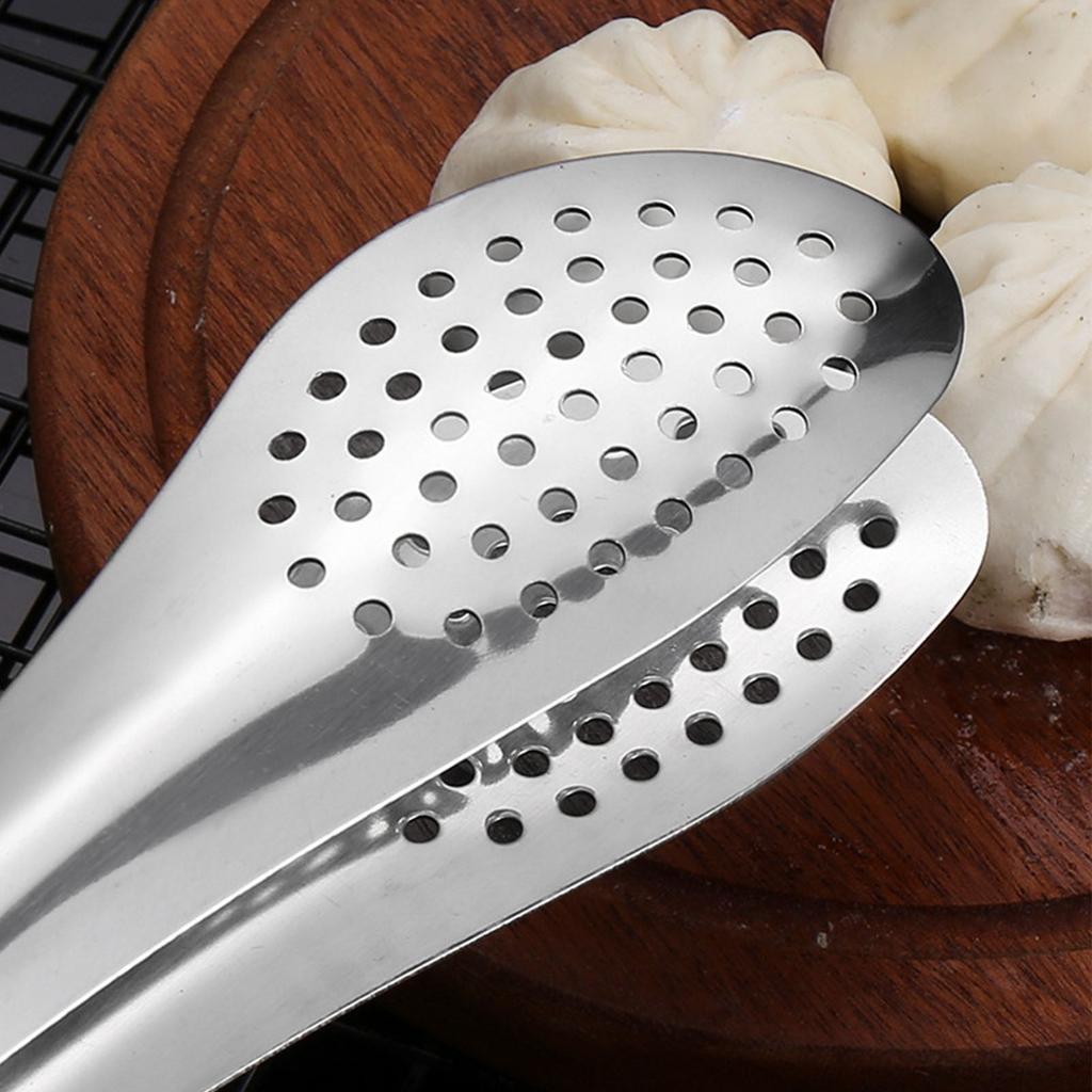 Kitchen Food Tong 9 Inch Stainless Steel Multifunctional Serving Tong with Filter Hole for Home