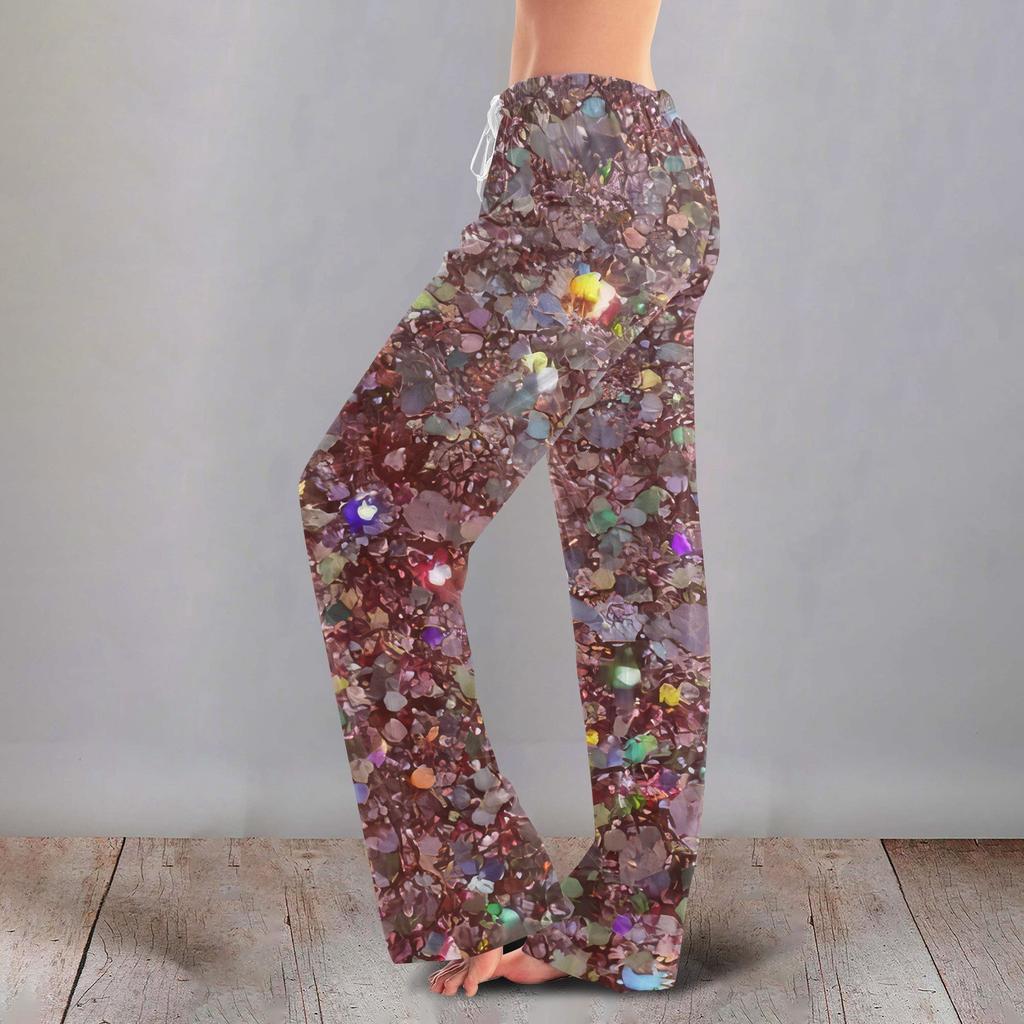 Женские милые брюки с цветочным принтом на завязках, повседневные пижамные брюки