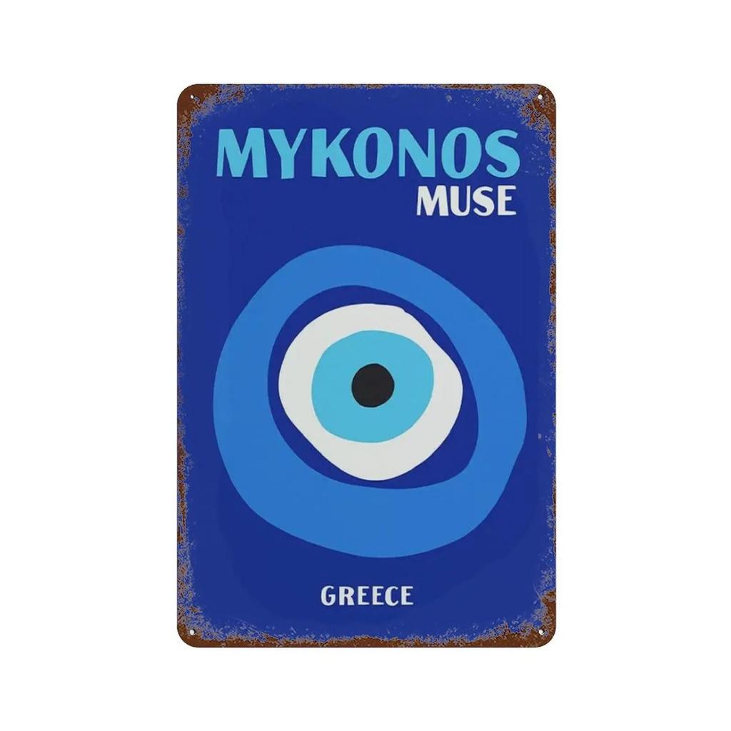 Vintage Metal Signs Decor Modern Scenic Travel Mykonos Palm Miami Wall Art Poster Prints Boho Maximalist Style Picture