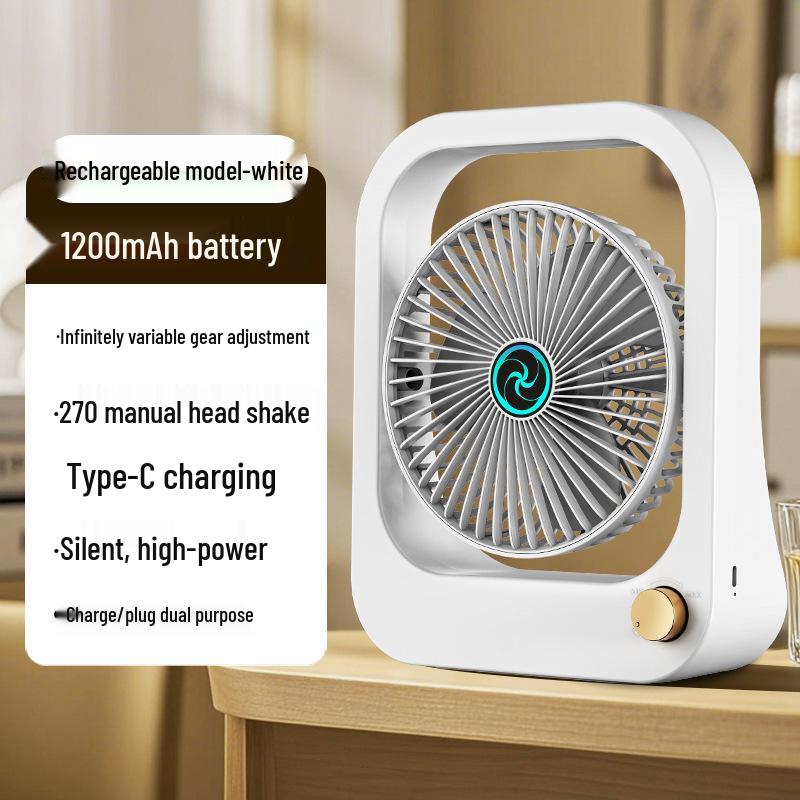 USB-перезаряжаемый oscillating настольный вентилятор с бесступенчатой регулировкой скорости