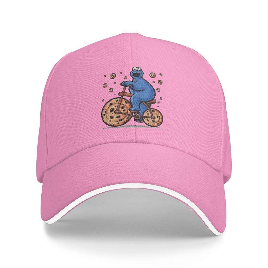 Cartoon Role Funny Cookie Monster Ride A Bike Beach Baseball Caps  Mens  Printing Trucker Cap For Women Sport Sun Hat