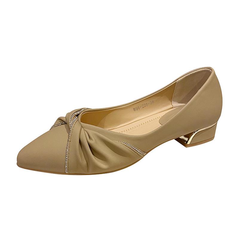 High-heeled Single Shoes Spring and Autumn New French Gentle Retro Medium Thick Heel Pointed Head Shallow Mouth Small Fragrant Shoes