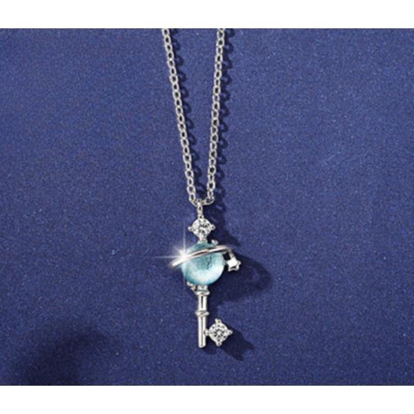 Новое женское ожерелье Fantasy Planet из синего стекла, свежая и универсальная цепочка-воротник Aurora Starry Sky