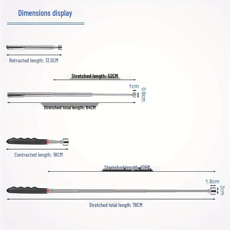 Мощный телескопический магнитный инструмент для захвата – регулируемый стержень в форме ручки для авторемонта