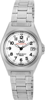 Женские часы Citizen Silver Analog Solar Water Date Metal White Q&Q, Водонепроницаемые, Циферблат, Браслет, H061-204