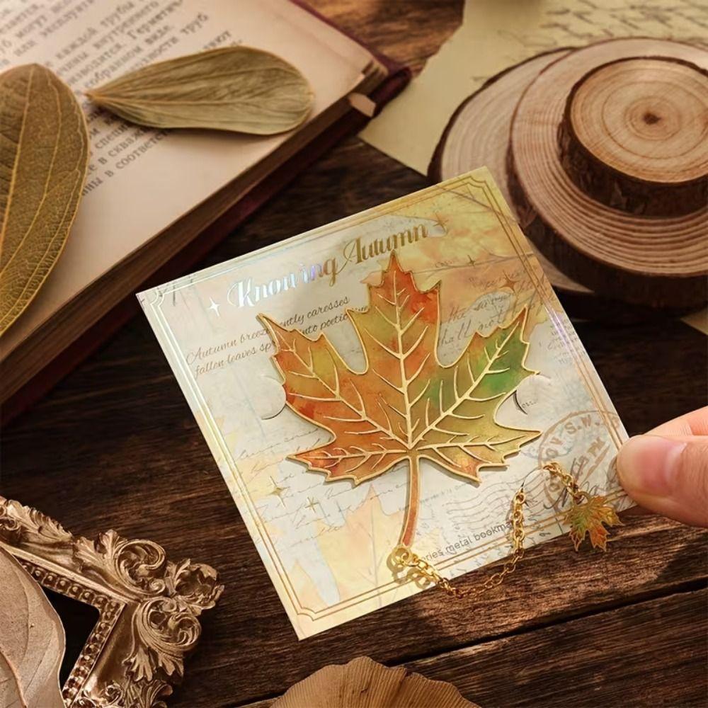 Creative Leaf Metal Autumn Element Bookmarks Stationery Decorative Bookmark Teachers and Students