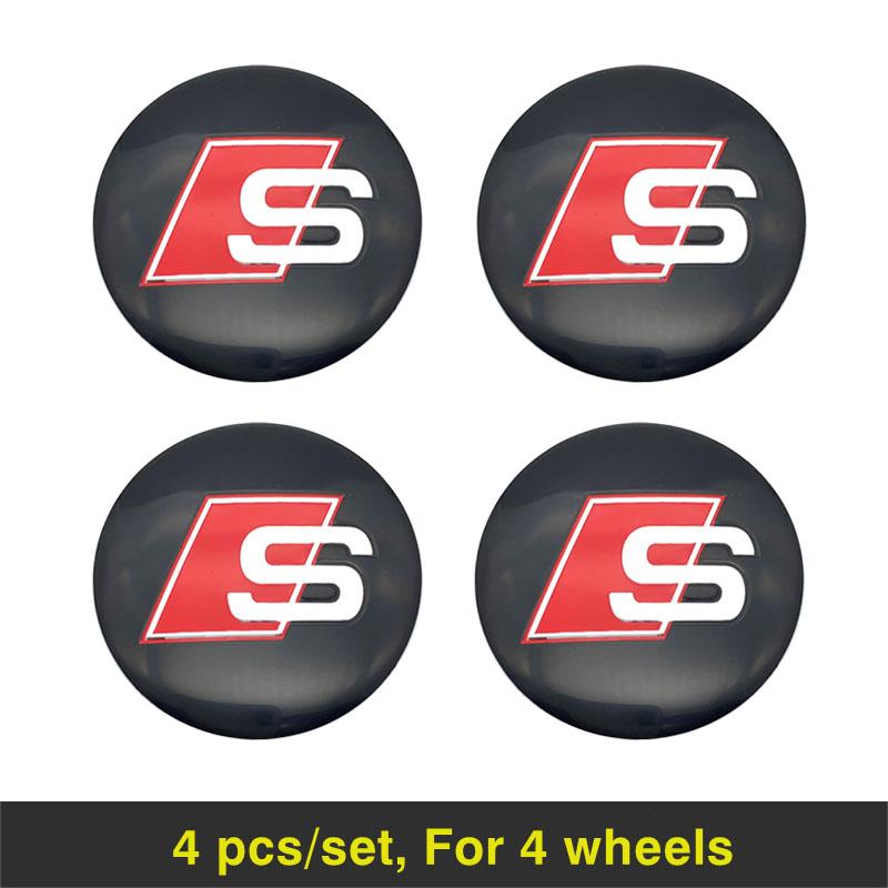 For 11z A2 4Pcs Wheel Hub Caps Sticker Car Emblem Badge Decoration For 11z Q5 Q4 A4 A6 A7 A5 A3 Q3 Q2 A1 A8 TT S1 S3 Q7 SQ5 SQ7 SQ3 S4 S5