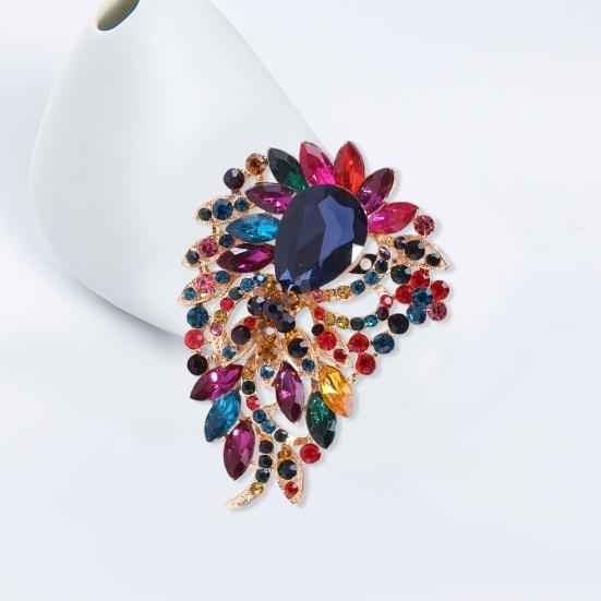 Elegant Colorful Rhinestone Irregular Brooch Shape Vibrant Color Glass Pin Shawl Scarf Suit Collar Badge