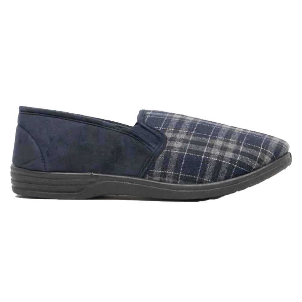Zedzzz Mens Harley Check Felt Gusset Slippers