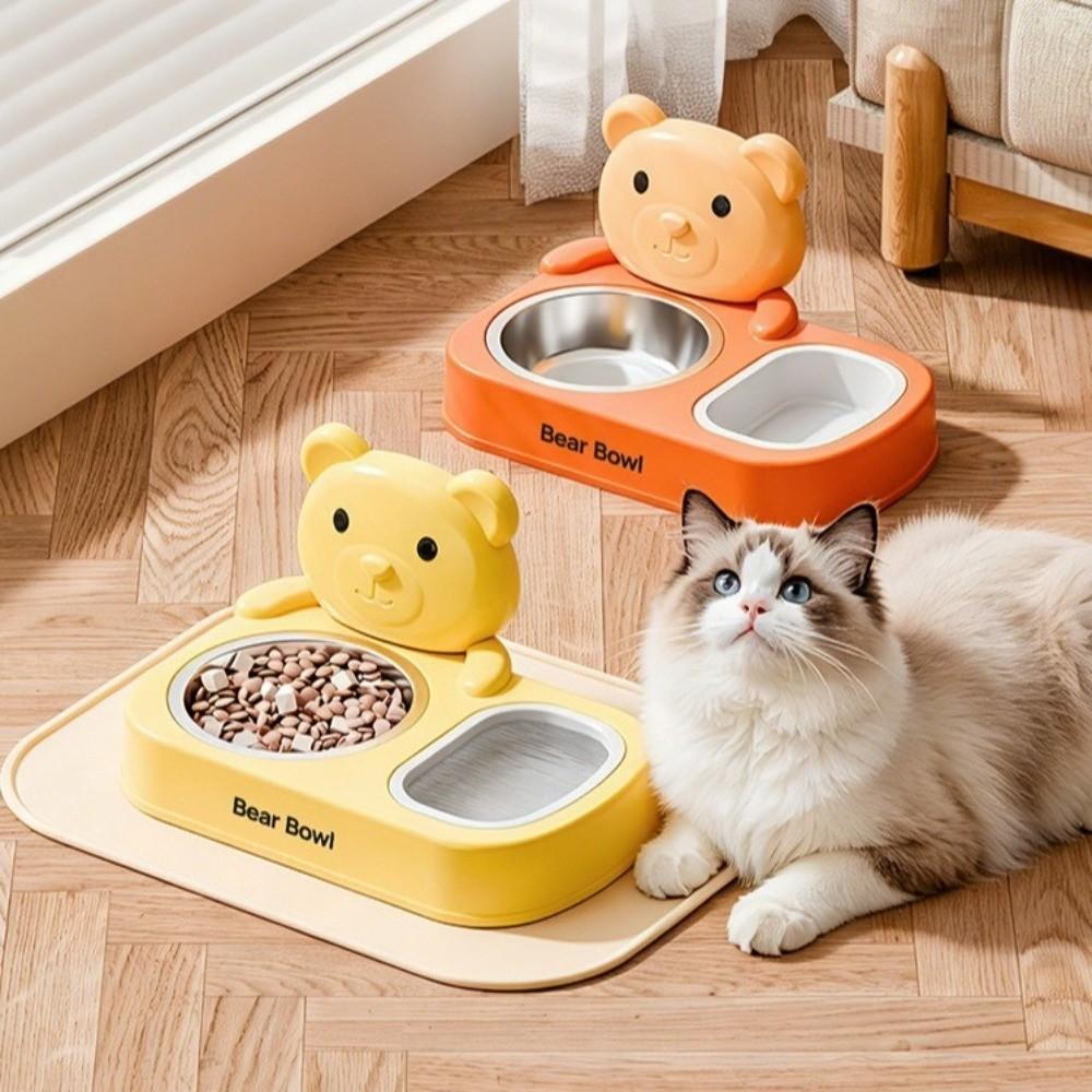 Detachable Cat Food Water Bowl Non-Slip Base Cat Feeding Bowl Pet Water Container for Cats Dogs
