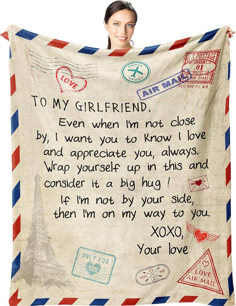Wisegem Soft Cozy Throw Blanket x Perfect Romantic Gift for Girlfriends Christmas Birthday Valentines Day  Anniversary