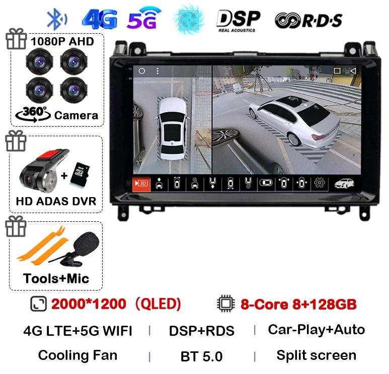 Android 14 автомобильное радио для Mercedes Benz B200 Sprinter W906 W639 AB Class W169 W245 Viano Vito Мультимедиа GPS стерео видеоплеер