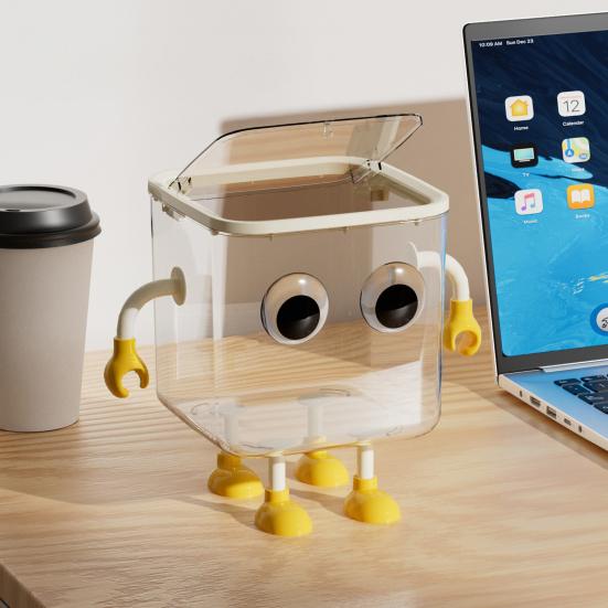 Милое настольное мусорное ведро большой вместимости прозрачный дизайн мультяшная форма маленькое