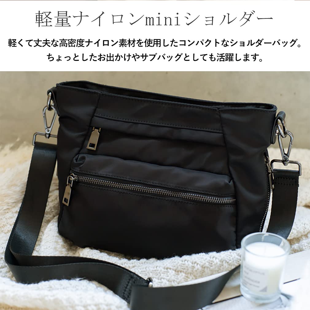 VITAFELICE Nylon Shoulder Bag for 10-Pocket Women, nsb-30012z (Black)