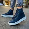 Chekich Men Footwear Boots for Men Navy Blue Color Faux Leather Laces Model Vulcanized Material Winter Season Shoes Ankle Warm Wedding CH055