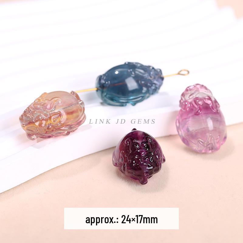 Драгоценности Цзиндэ Натуральный Разноцветный Флюорит Подвеска Ваджра Кристальная Резьба Шарм