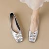 Модная женская обувь со стразами, женские туфли на плоской подошве, квадратный носок, сексуальный низкий каблук, элегантный, со стразами, нескользящий, оптовая продажа, стильный