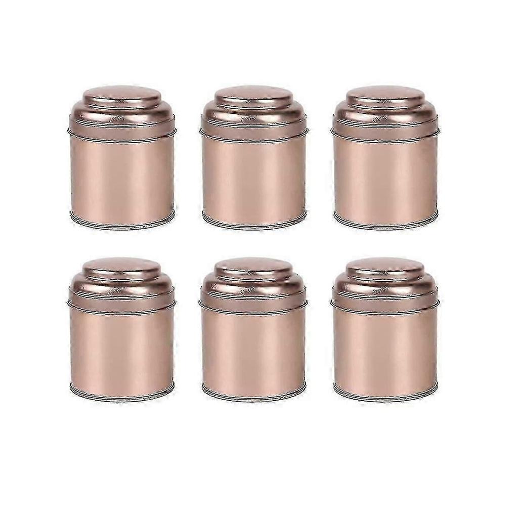 6 Pieces Tea Canister With Sealed Double Lid, Mini Tin Can Box And Small Round Kitchen Can less