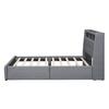 Upholstered Bed, 140 x 200cm, No Mattress, App-Controlled LED Light, Bed with Drawers Featuring Power Outlets and USB Ports, Built-In Storage