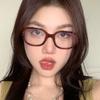 Women's Glasses Anti-Blue Light Fashion Personality Retro Artistic Modern Street Shooting Travel Commuter Rectangular Plain Glasses